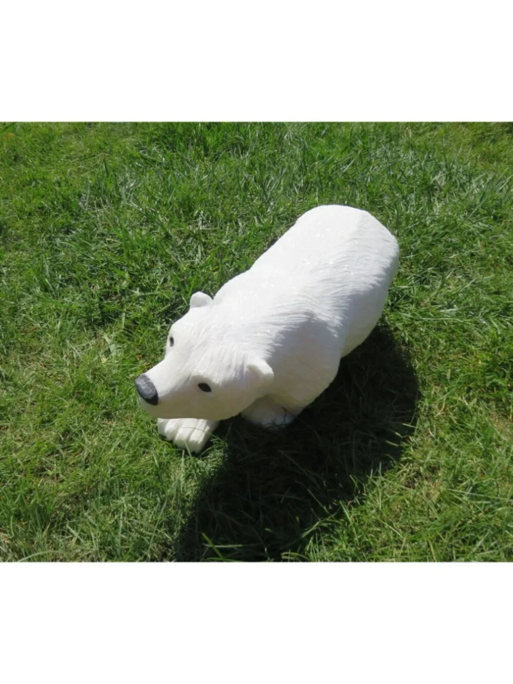 White Stone Polar Bear Hand Carved Shona Sculpture From South Africa 45lbs - Picture 7 of 11